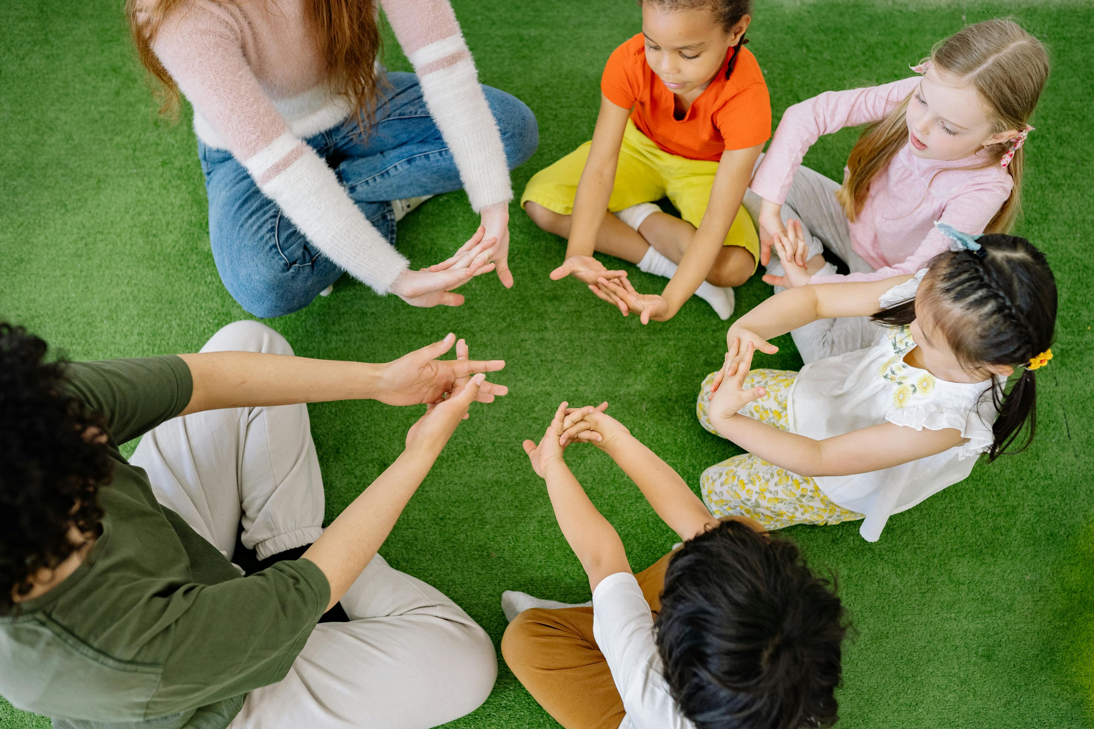 Kids stretching together in yoga